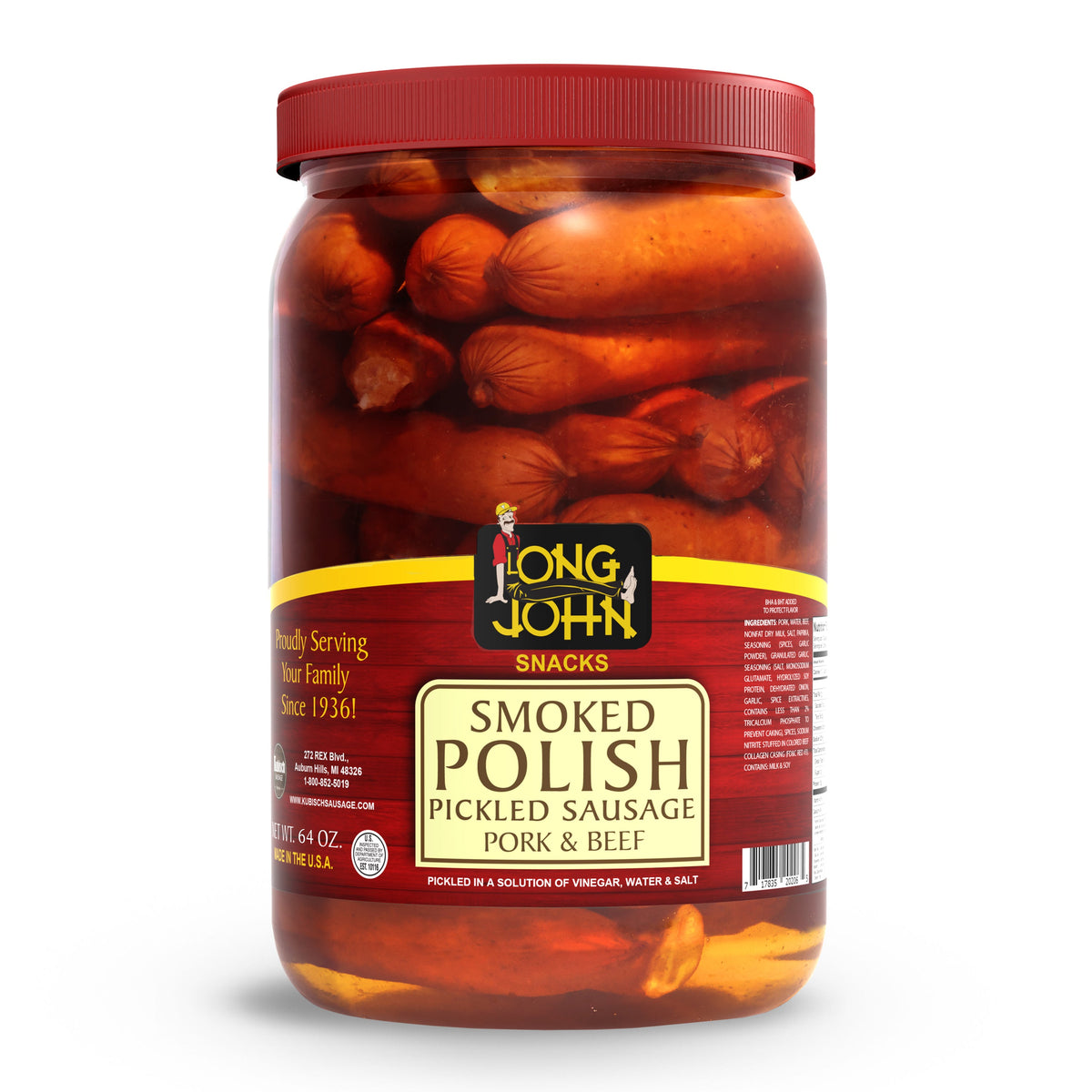 Polish Pickled Sausage 64 Oz Jar Long John Snacks polish-pickled-sausage-64-oz-jar-long-john-snacks