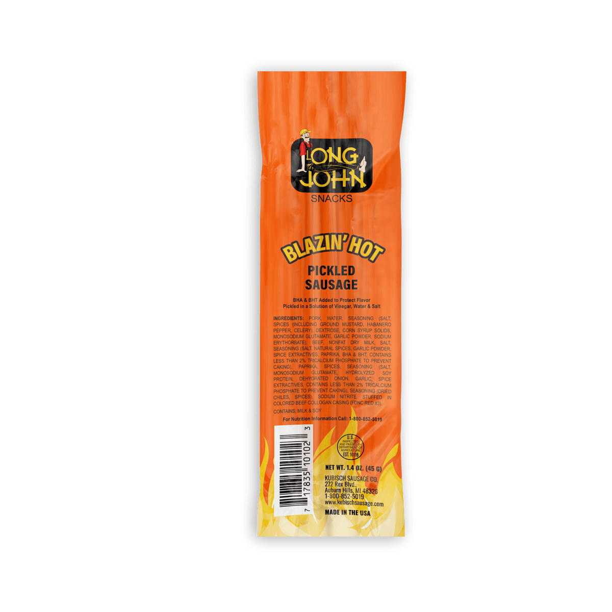 Blazin' Hot Pickled Sausages - 12 Count 1.4 Oz Sticks – Long John Snacks