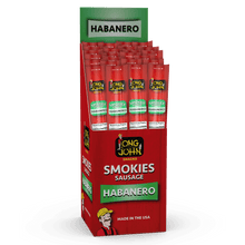 Load image into Gallery viewer, Long John Habanero smokies display case.