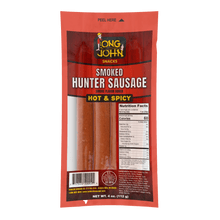 Load image into Gallery viewer, Long John Hot Hunter Sausage front of package.