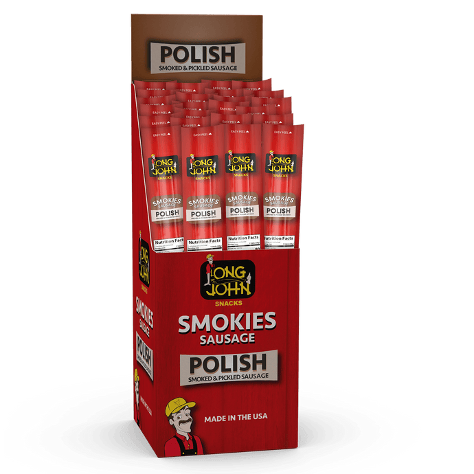 Long John Polish smokies display case.