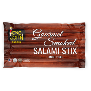 Long John Gourmet Salami Stix back of package.