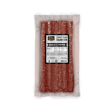 Load image into Gallery viewer, Garlic &amp; Pepper Dried Salami Sticks - 8 Oz.
