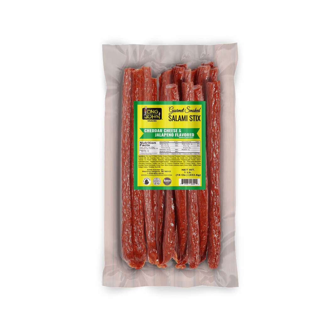 Cheddar Cheese & Jalapeno Dried Salami Sticks- 1lb