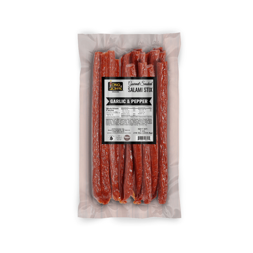 Garlic & Pepper Dried Salami Sticks- 1lb