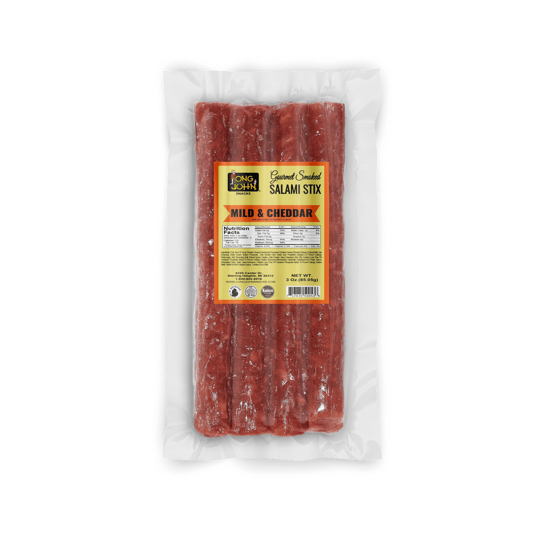 Mild and Cheddar Dried Salami Sticks - 3.0 oz.