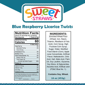 Sweet Straws Licorice Twists 16 oz. - Blue Raspberry