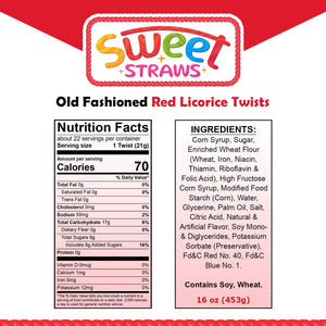 Sweet Straws Licorice Twists 16 oz. - Old Fashioned Red