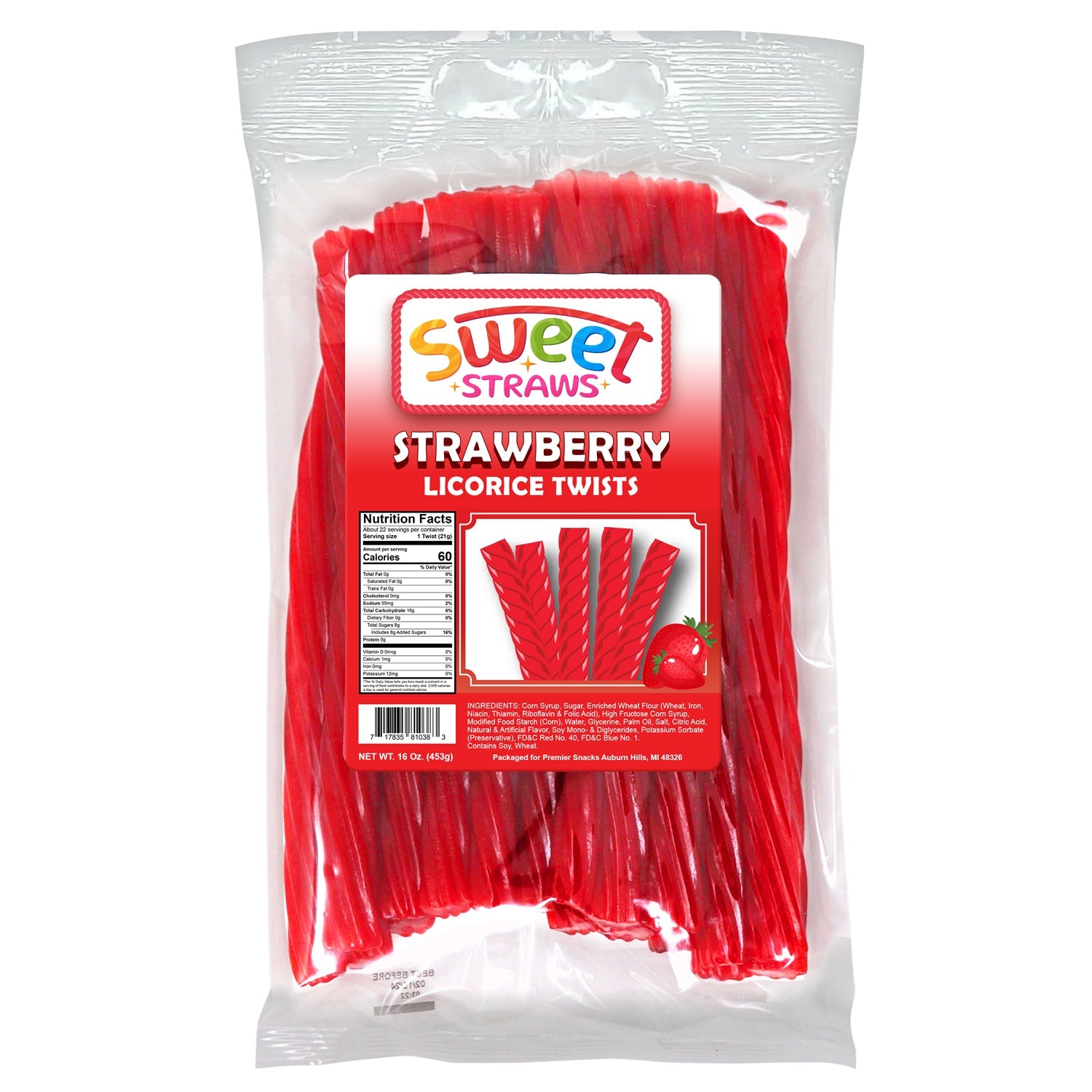 Sweet Straws Licorice Twists 16 oz. - Strawberry – Long John Snacks