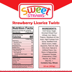 Sweet Straws Licorice Twists 16 oz. - Strawberry