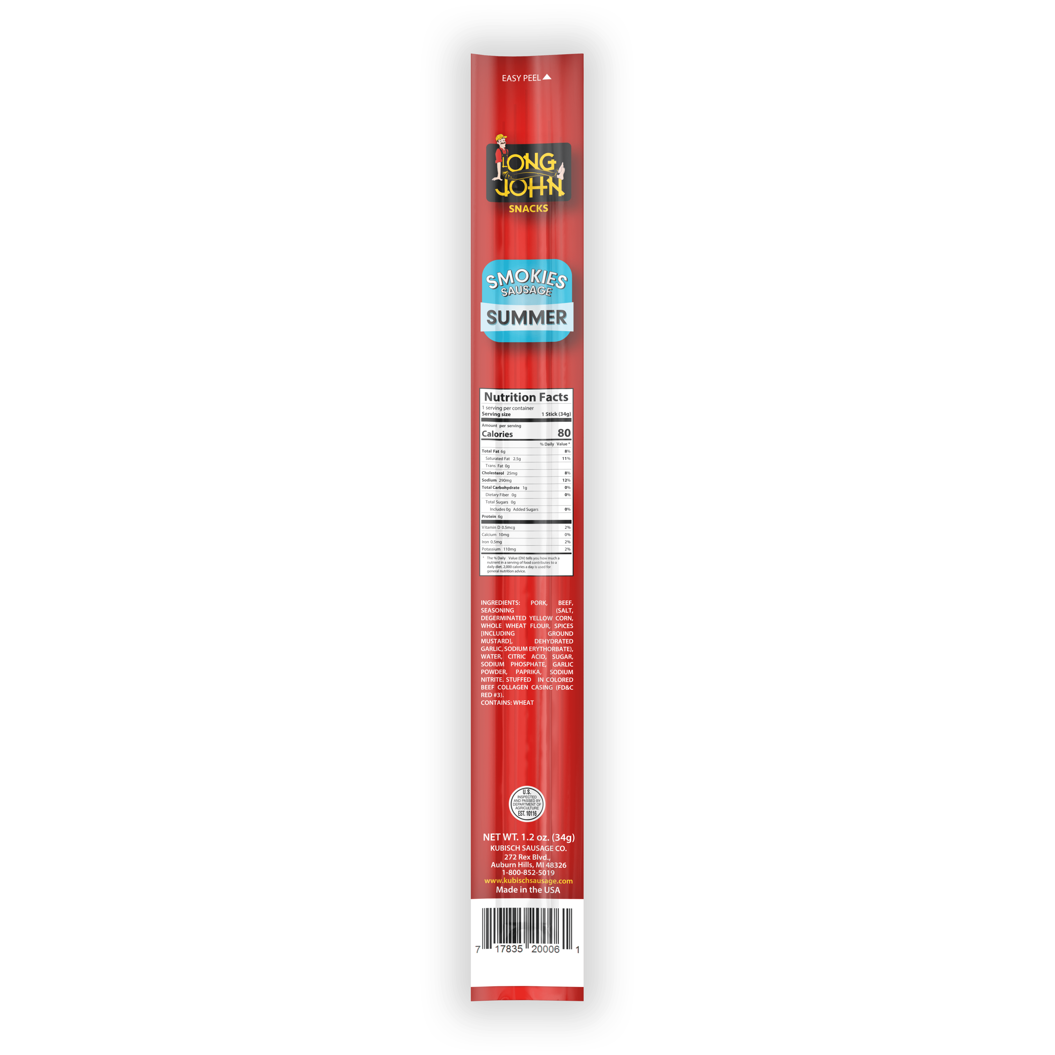 Load image into Gallery viewer, Long John Summer Sausage Smokie out of the package
