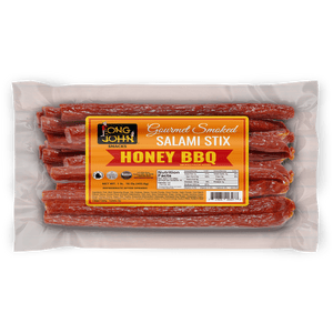Long John Honey BBQ Salami Stix front of package.