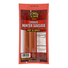 Load image into Gallery viewer, Long John Hot Hunter Sausage front of package.
