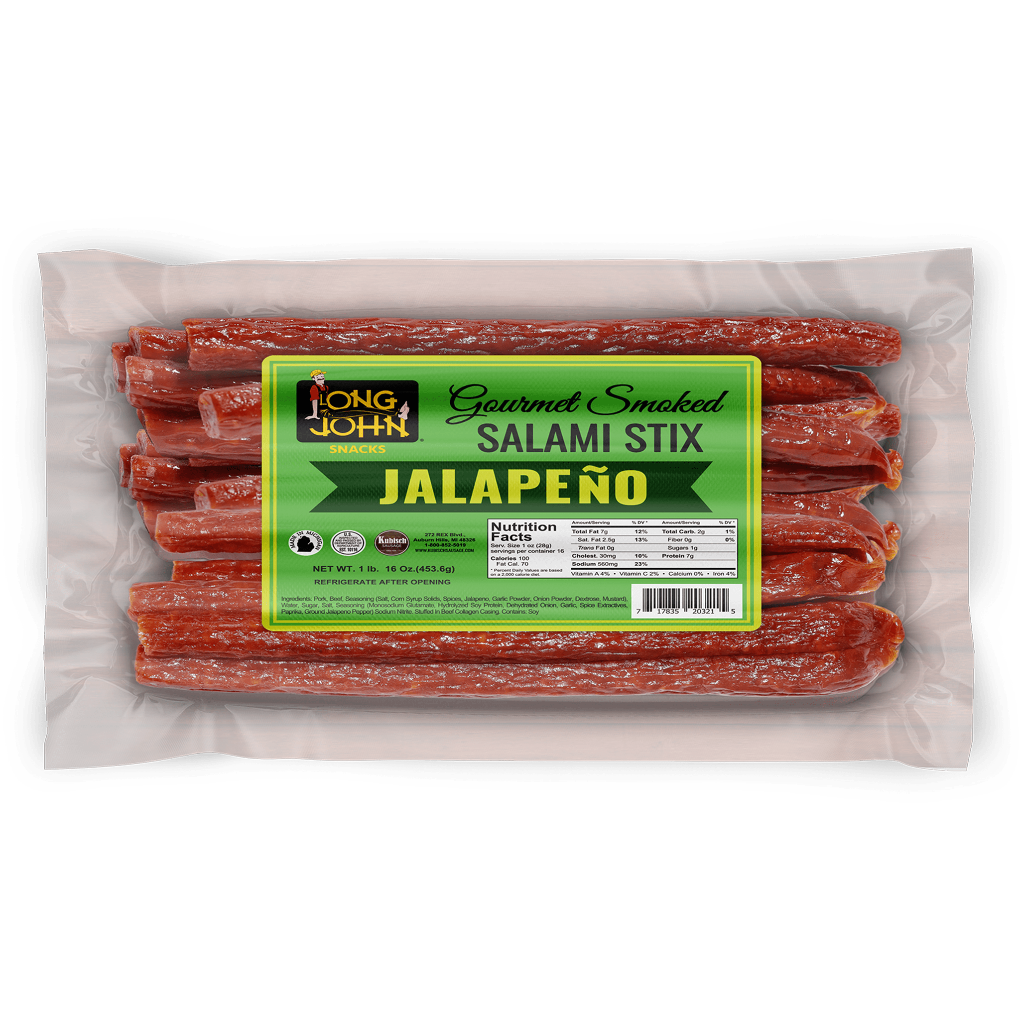 Load image into Gallery viewer, Long John Salami Stix with seasonings out of the package
