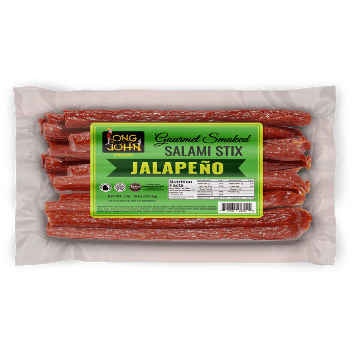 Long John Jalapeno Salami Stix front of package.