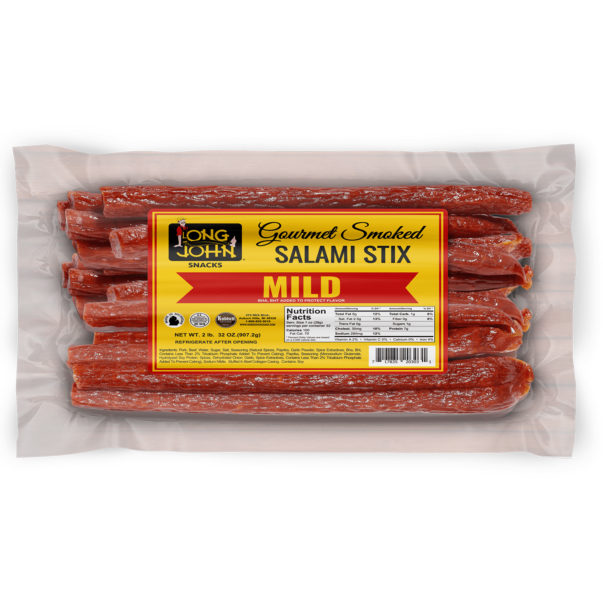 Mild Dried Salami Sticks Long John Snacks