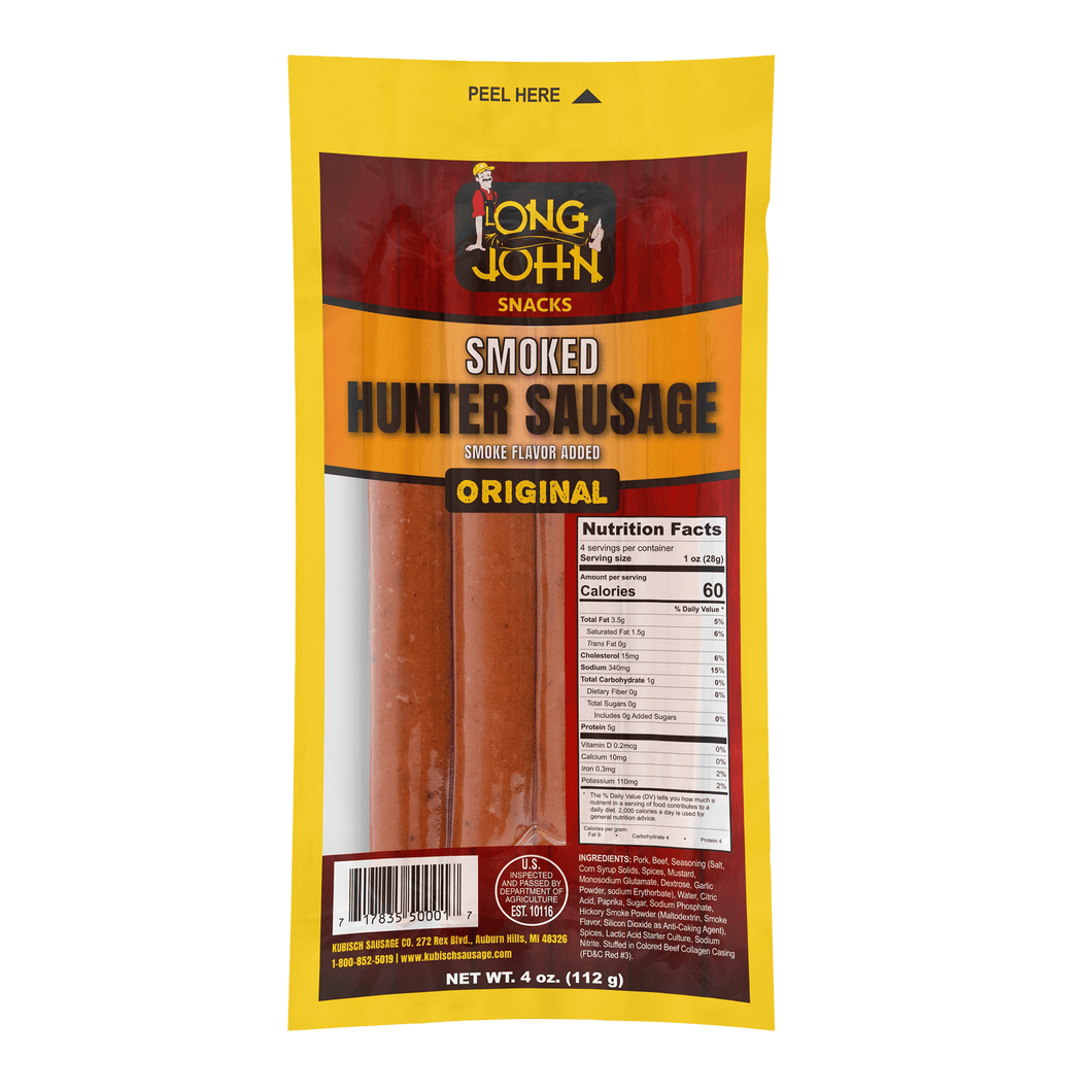 Original Smoked Hunters Sausage front of package.