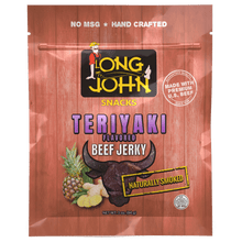 Load image into Gallery viewer, Long John Teriyaki Beef Jerky front of package. 
