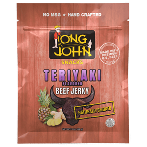 Long John Teriyaki Beef Jerky front of package. 