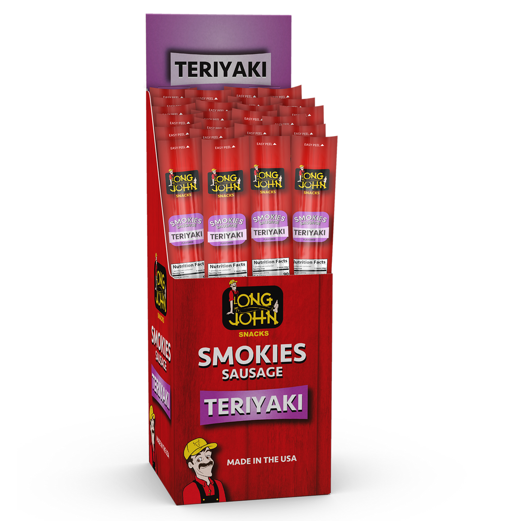 Long John Teriyaki smokies display case.